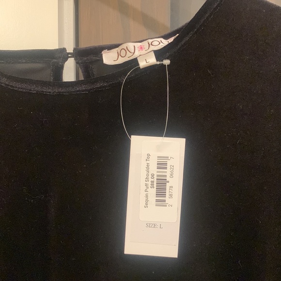 Black Velvet Sequin Joy Joy Top size large - Picture 2 of 3